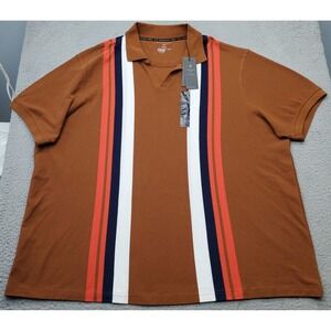 Shaquille O'Neal XLG Polo Shirt Men 4XL Multi Striped Detail Short Sleeve Collar